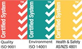 ISO Logos Certified System - Quality ISO 9001, Environment ISO 14001, Health & safety AS 4801